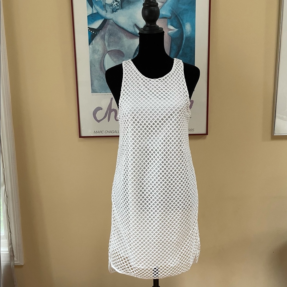 X by Gottex White Racerback Lined Mesh Dress NWT S